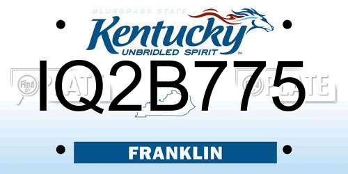 IQ2B775 Kentucky License Plate