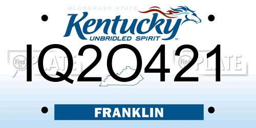 IQ2O421 Kentucky License Plate
