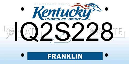 IQ2S228 Kentucky License Plate