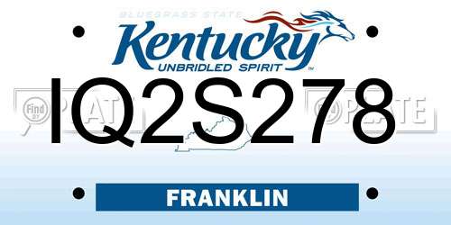 IQ2S278 Kentucky License Plate