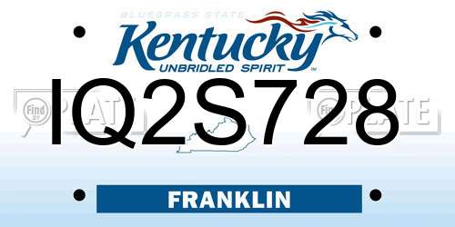 IQ2S728 Kentucky License Plate