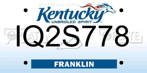 IQ2S778 Kentucky License Plate