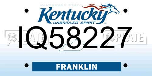 IQ58227 Kentucky License Plate