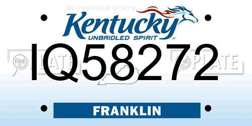 IQ58272 Kentucky License Plate