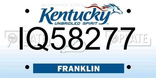 IQ58277 Kentucky License Plate