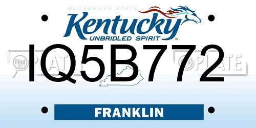 IQ5B772 Kentucky License Plate