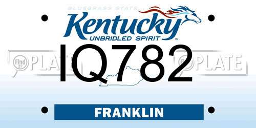 IQ782 Kentucky License Plate