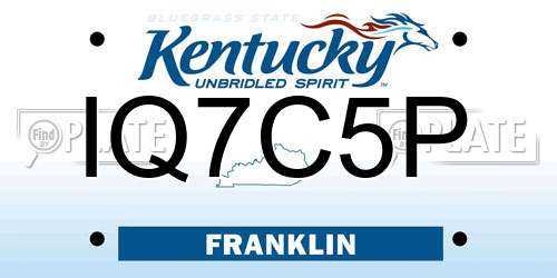 IQ7C5P Kentucky License Plate