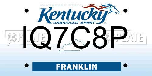 IQ7C8P Kentucky License Plate