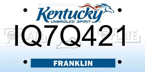 IQ7Q421 Kentucky License Plate