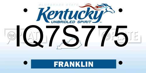 IQ7S775 Kentucky License Plate