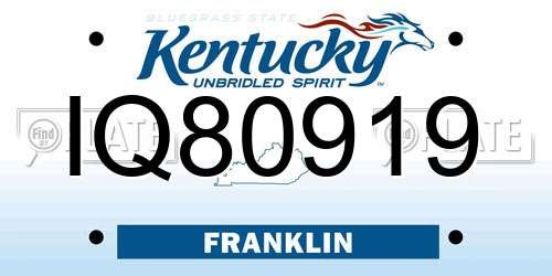 IQ80919 Kentucky License Plate
