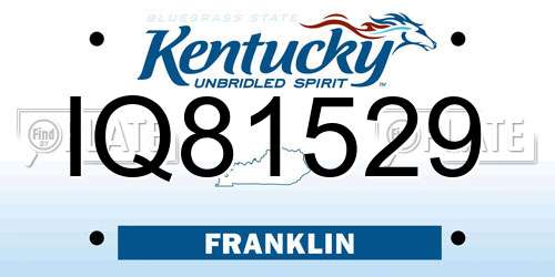 IQ81529 Kentucky License Plate