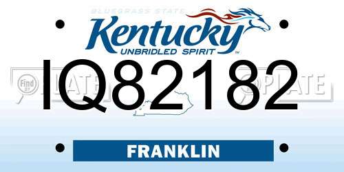 IQ82182 Kentucky License Plate