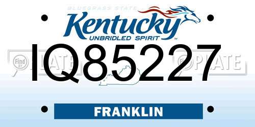 IQ85227 Kentucky License Plate