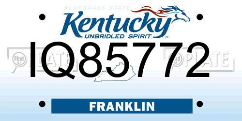 IQ85772 Kentucky License Plate