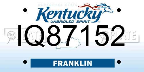 IQ87152 Kentucky License Plate