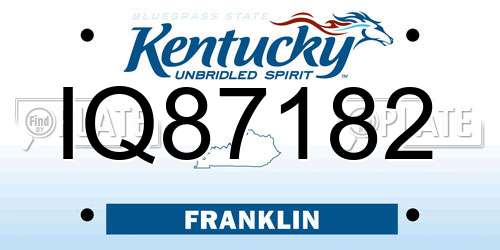 IQ87182 Kentucky License Plate