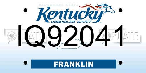 IQ92041 Kentucky License Plate
