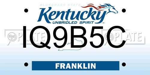 IQ9B5C Kentucky License Plate