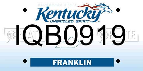 IQB0919 Kentucky License Plate