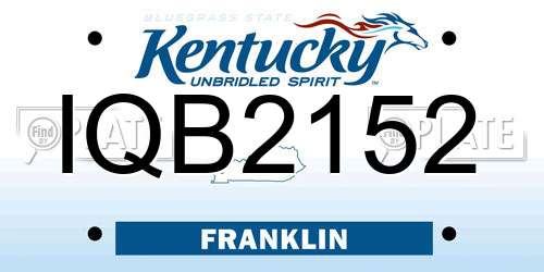 IQB2152 Kentucky License Plate