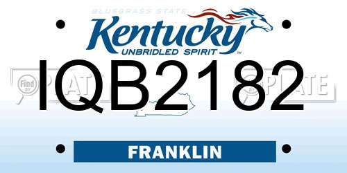 IQB2182 Kentucky License Plate
