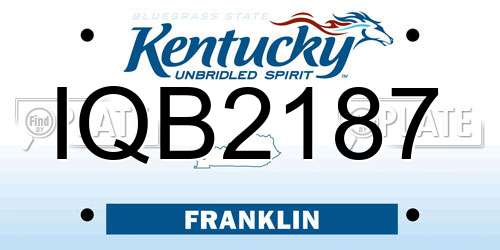 IQB2187 Kentucky License Plate
