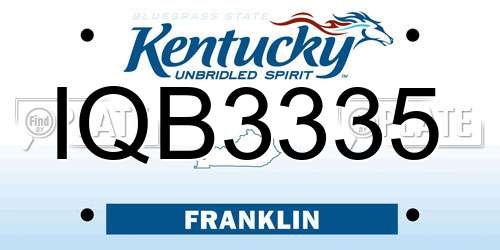 IQB3335 Kentucky License Plate