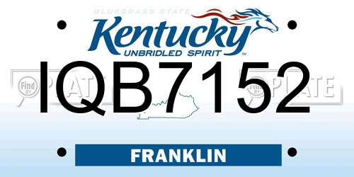 IQB7152 Kentucky License Plate
