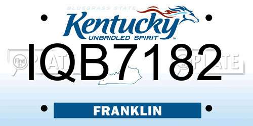IQB7182 Kentucky License Plate