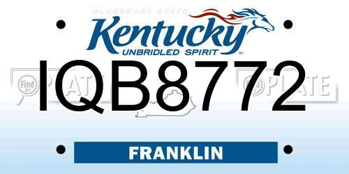 IQB8772 Kentucky License Plate