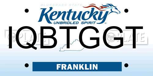 IQBTGGT Kentucky License Plate
