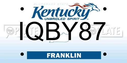 IQBY87 Kentucky License Plate