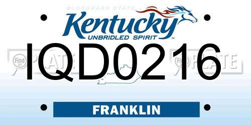 IQD0216 Kentucky License Plate