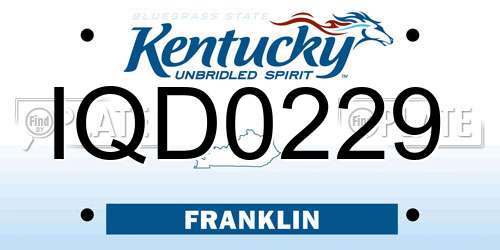 IQD0229 Kentucky License Plate
