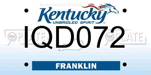 IQD072 Kentucky License Plate