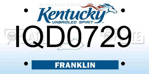 IQD0729 Kentucky License Plate