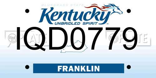 IQD0779 Kentucky License Plate