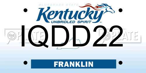 IQDD22 Kentucky License Plate