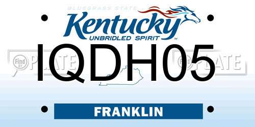 IQDH05 Kentucky License Plate