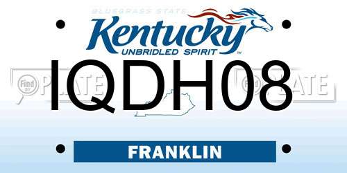 IQDH08 Kentucky License Plate