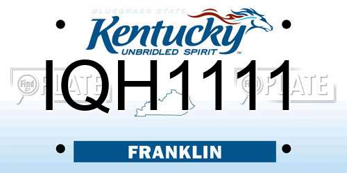 IQH1111 Kentucky License Plate