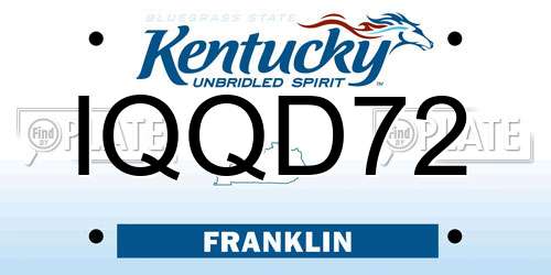 IQQD72 Kentucky License Plate
