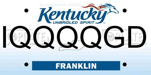 IQQQQGD Kentucky License Plate
