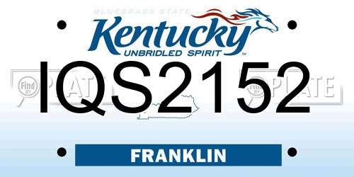 IQS2152 Kentucky License Plate