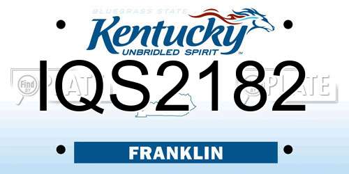 IQS2182 Kentucky License Plate