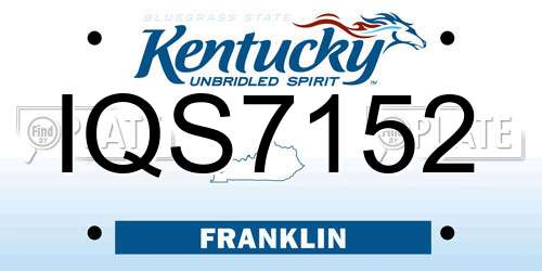 IQS7152 Kentucky License Plate
