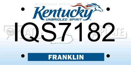 IQS7182 Kentucky License Plate