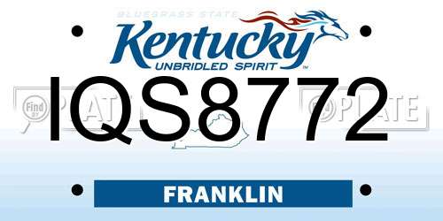 IQS8772 Kentucky License Plate